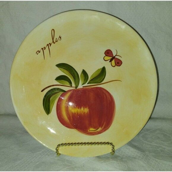 Pier 1 Provence Apples & Pears Salad Hors d'Oeuvres Snack Plates Set of 2 7 3/4" - Picture 2 of 7